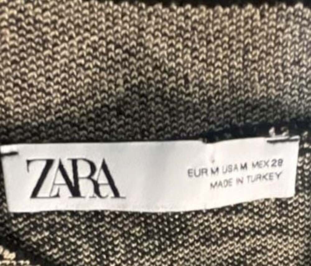 Zara Black and Beige Floral Knit Mini Dress with Long Sleeves - Picture 3 of 9